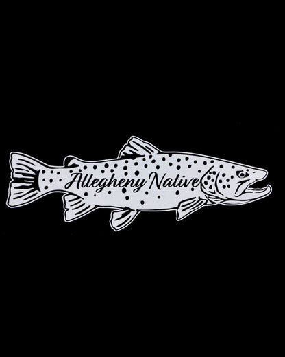 AN 'Big Buck' Brown Trout White Decal 6inch