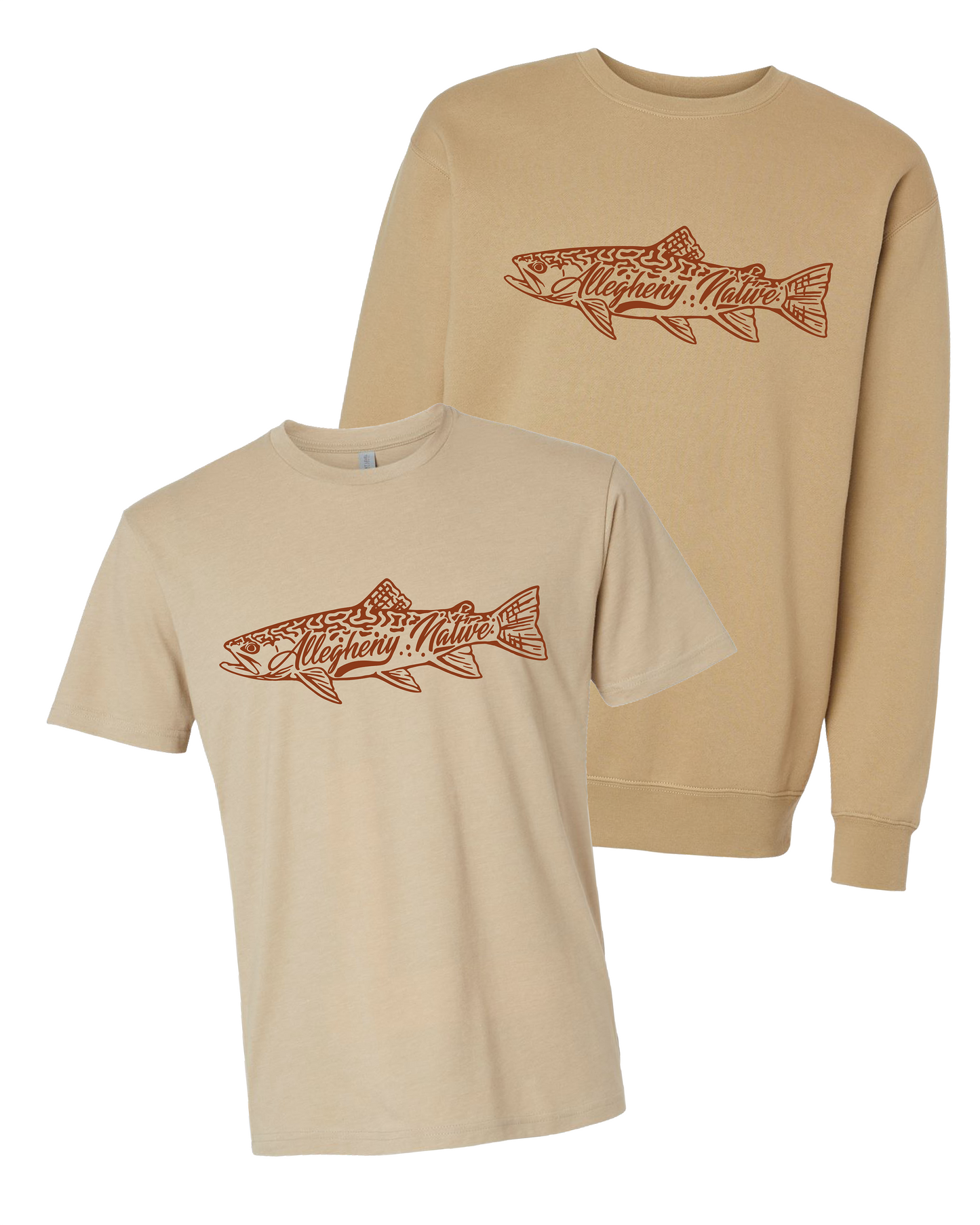 New Tan AN Brookie Logo T-Shirt & Crewneck Bundle