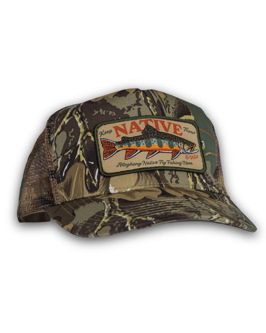 Keep Trout Native & Wild Vintage Camo Patch Hat