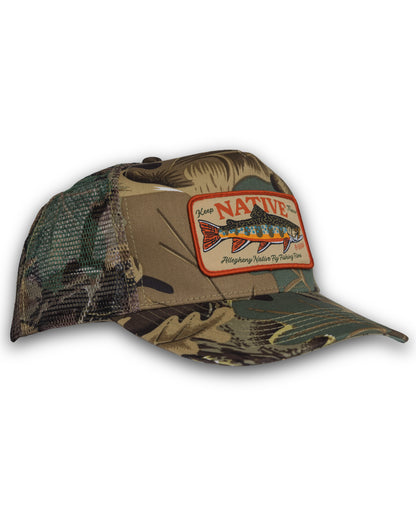 Keep Trout Native & Wild Vintage Camo Patch Hat