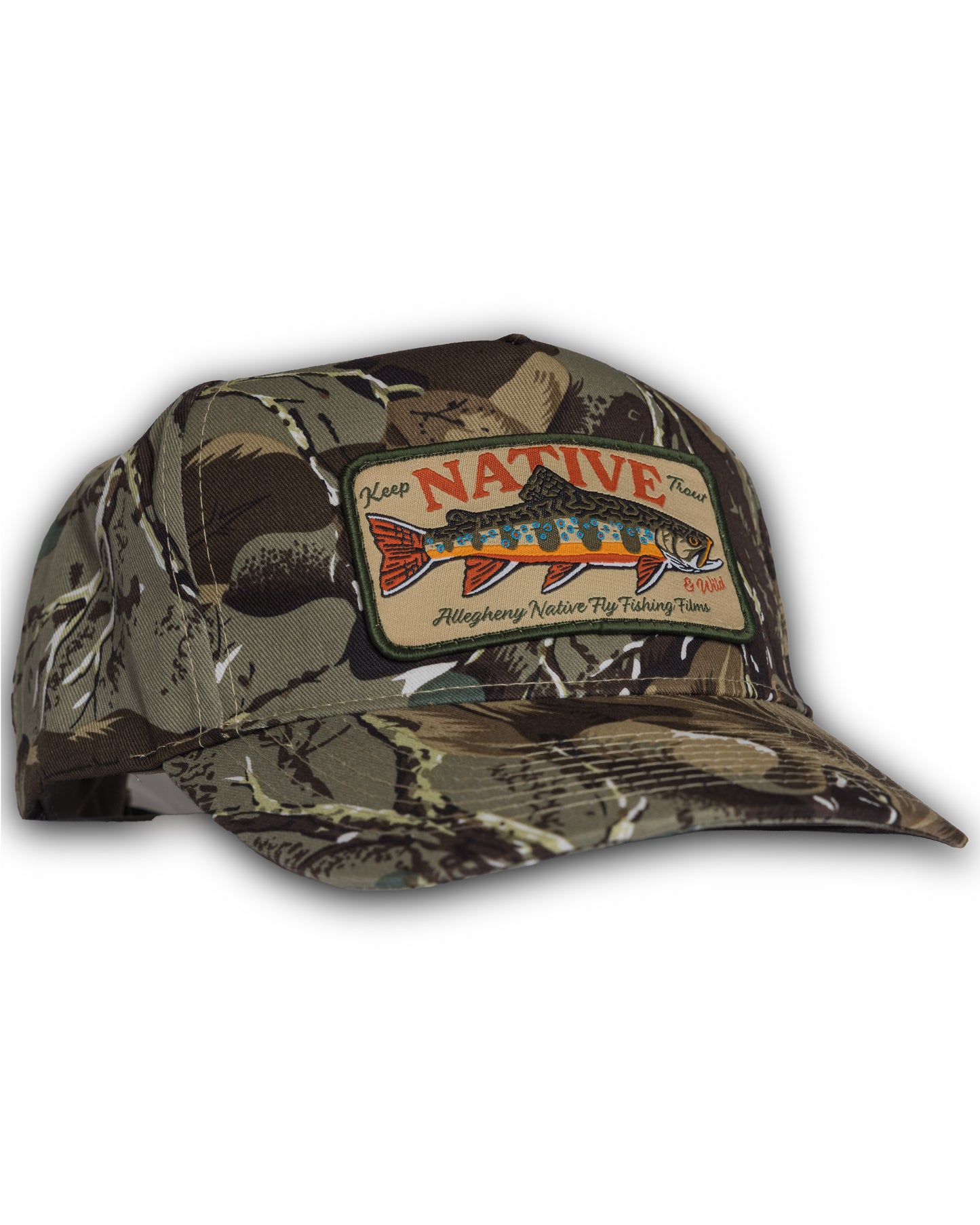 Keep Trout Native & Wild Vintage Camo Patch Hat