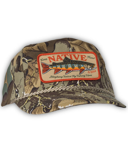 Keep Trout Native & Wild Vintage Camo Patch Hat
