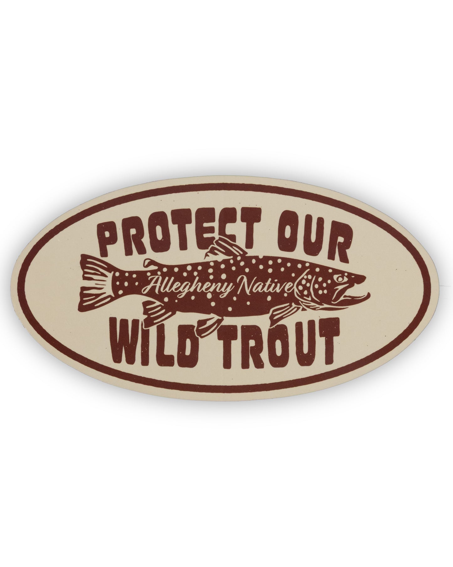 Protect Our Wild Trout Sticker (Red on Tan)